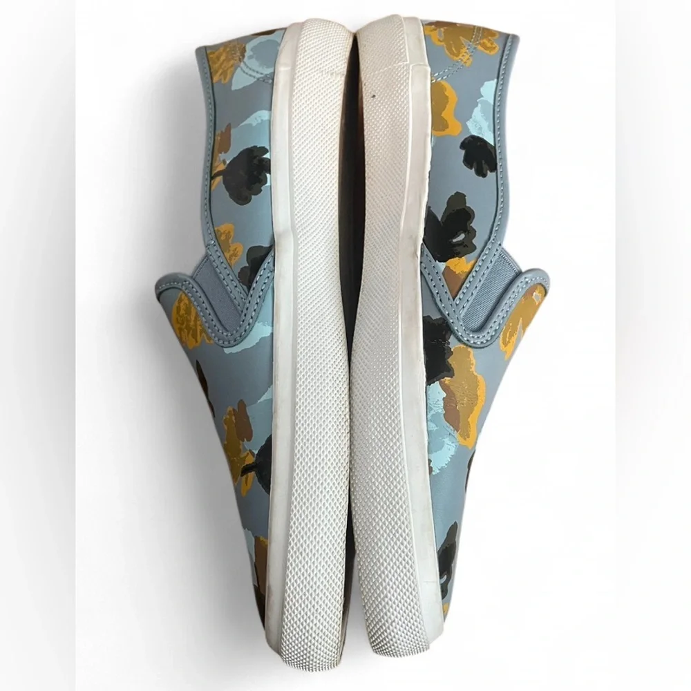 Coach Chrissy Women Blue Floral Leather Flat Slip On Shoes Summer Preppy - Picture 2 of 7